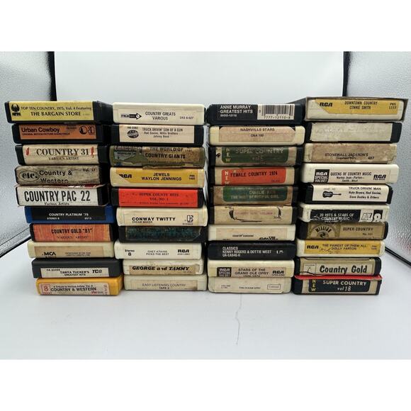 Vintage Country 8 Track Tape Lot of 40 w/ Twitty Parton Tucker Rogers Atkins 70s - Picture 1 of 16